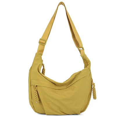 Trendy Soft Cloth Women’s Shoulder Bag – Solid Color Casual Hobo Handbag with Large Capacity, Lightweight Crossbody Style for Students, Daily Use & Travel