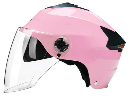 LED Motorcycle Helmet – Rechargeable Lighted Moped and Electric Scooter Helmet for Men and Women with Protective Double Visor