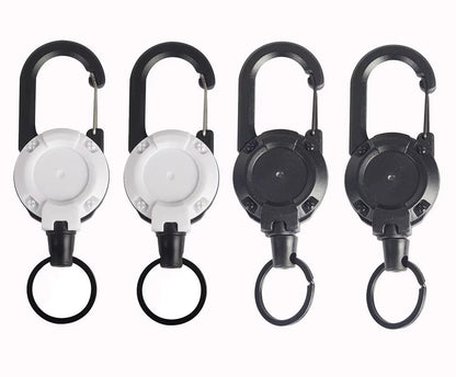 Retractable Wire Rope Keychain Holder – Anti-Theft Elastic Carabiner Hook for Backpack, Keys & Outdoor Travel Use