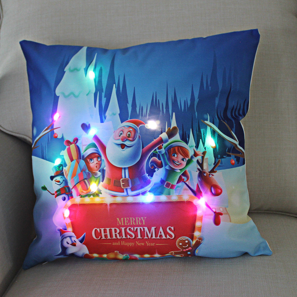 LED Christmas Pillowcase Cover – 45cm Luminous Cushion Cover with Holiday Patterns, Perfect New Year Home Decorations for Festive Ambiance