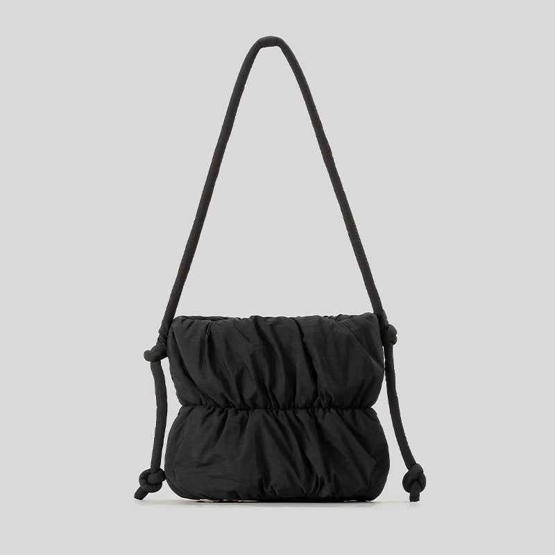 Fashion Ruched Puffer Bucket Bag – Designer Padded Women’s Shoulder Bag, Casual Nylon Crossbody Purse for Daily Wear & Cute Phone Storage