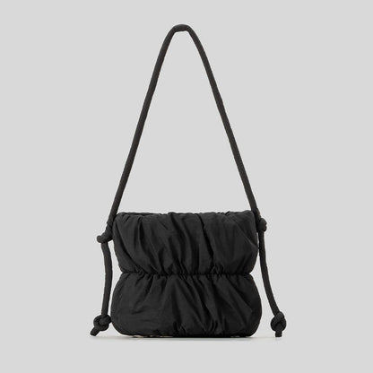 Fashion Ruched Puffer Bucket Bag – Designer Padded Women’s Shoulder Bag, Casual Nylon Crossbody Purse for Daily Wear & Cute Phone Storage
