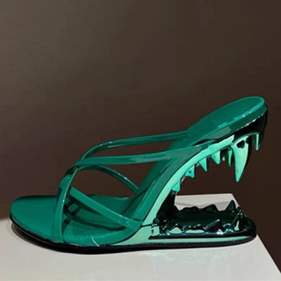 Women Pointed Toe Heels - Sexy Metal Detail Sandals with Luxury Design, Elegant Party Shoes for Women Fashion