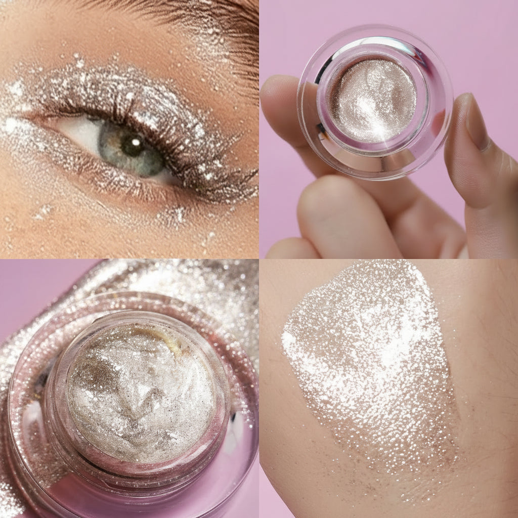 Liquid Pearlescent Highlighter Makeup - Waterproof Non Sticky Glow Enhancer for Eyes Cheeks and Radiant Party Makeup Looks