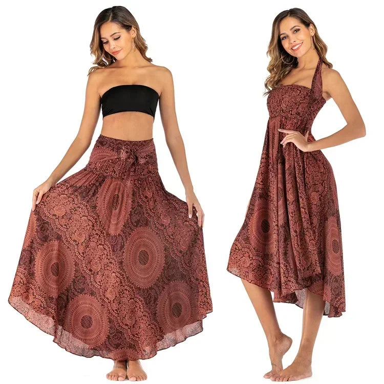 Women’s Boho Maxi Skirt – Loose Vintage Y2K Long Skirt for Summer, Casual Streetwear, Vacation Outfits and Effortless Everyday Styling