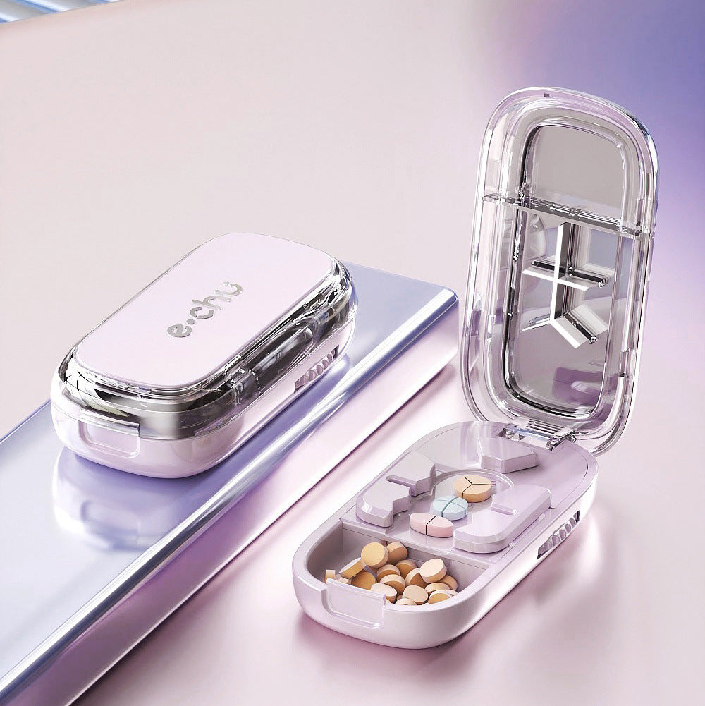 Compact Pill Cutter & Storage Box – Dustproof Tablet Organizer with Divider for Travel, Medicine & Daily Use