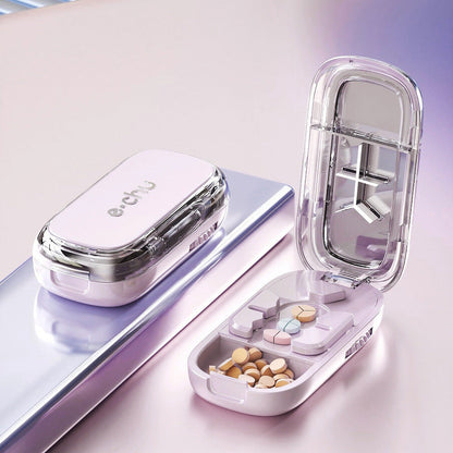 Compact Pill Cutter & Storage Box – Dustproof Tablet Organizer with Divider for Travel, Medicine & Daily Use
