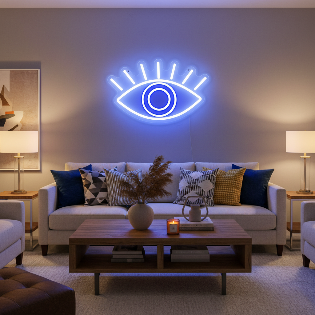 Green Evil Eyes Neon Sign – Gothic LED Wall Light for Game Rooms, Bedrooms, Man Caves and Parties with Bold Nighttime Decor