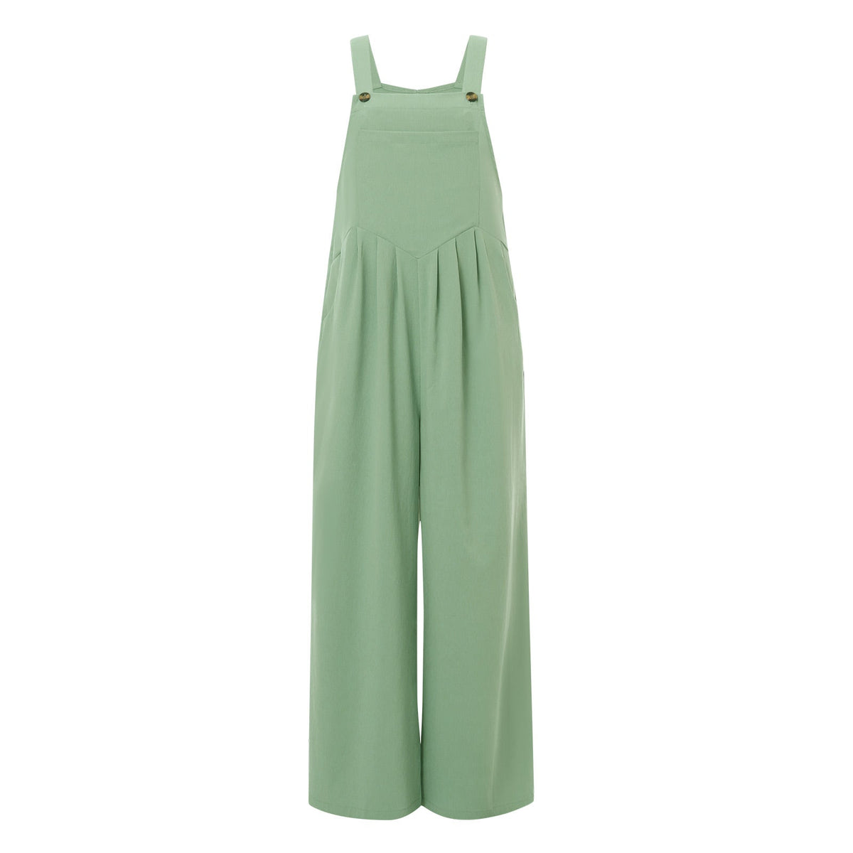 Women’s Loose Fit Jumpsuit – Trendy Solid Color Wide-Leg Suspender Overalls with Buttons & Pockets for Casual Streetwear Fashion