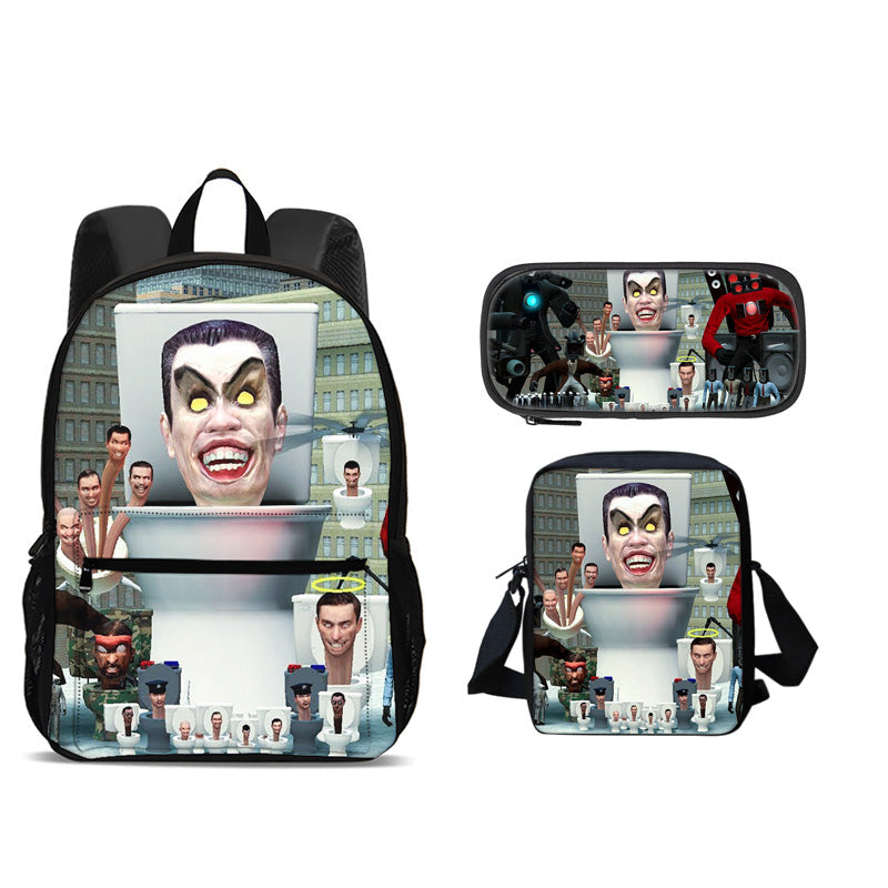 Skibidi Toilet Man Backpack Set – Fun 3-Piece Character Backpack Collection for Kids, School, Travel, Gifts and Playful Everyday Carry