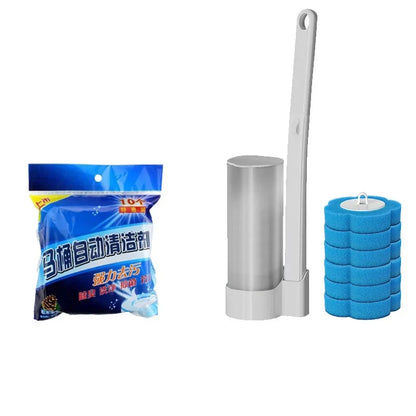 Wall Mount Toilet Brush System – Disposable Antibacterial Bathroom Cleaner with Refill Heads for Hygienic, Touch-Free Toilet Cleaning
