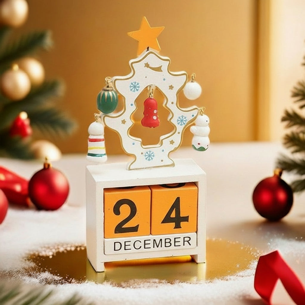 Wooden Christmas Tree Advent Calendar – Cute Desktop Countdown Ornament for Kids, Holiday Parties, Christmas Eve Gifts, and Family Festive Decorations