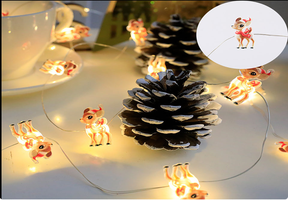 Santa Snowflake LED Fairy Lights – 2M Battery-Powered Christmas String Lights for Living Room, Bedroom, Party Décor, and Festive Home Atmosphere