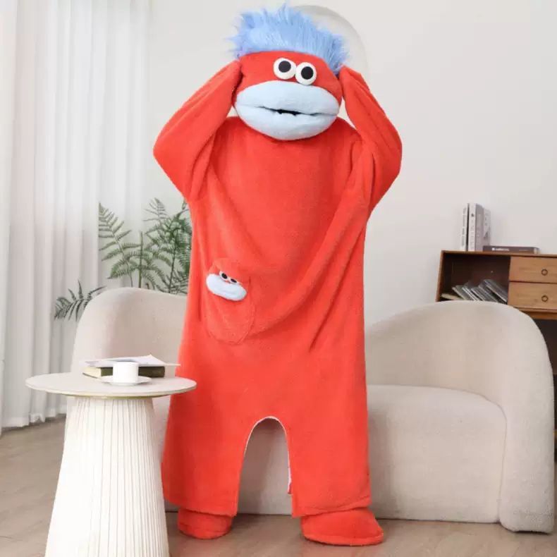 Big Mouth Monster Onesie Pajamas – Thick Coral Fleece Cartoon Sleepwear for Couples, Men and Women, Cozy Autumn Lounging, Parties and Fun Gifts