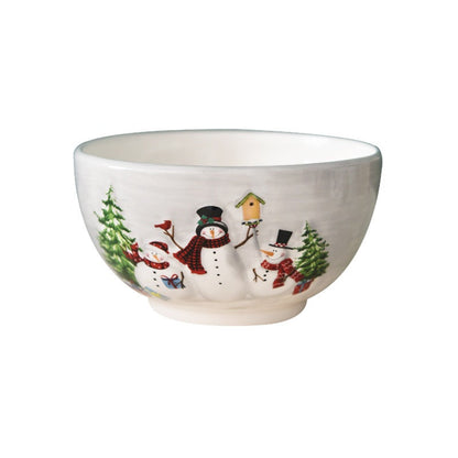 Christmas Snowman Dish & Cutlery Set – Ceramic Plate, Bowl, Storage Jar & Teapot Kitchen Collection for Holiday Meals & Festive Dining