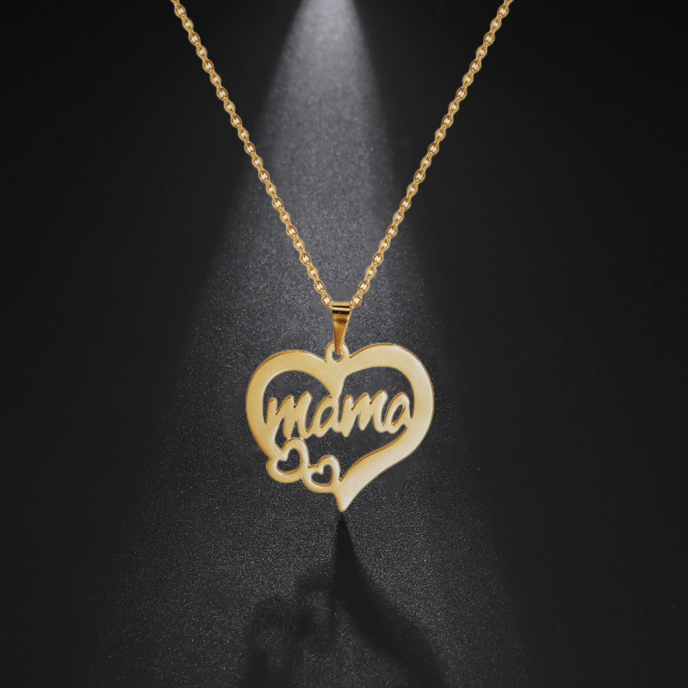Stainless Steel Mama Choker Necklace - Letter Pendant Necklace for Women, Trendy Mother's Day Jewelry Gift for Mom Fashion Accessory