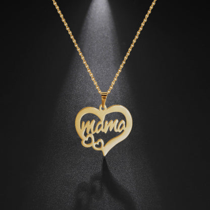 Stainless Steel Mama Choker Necklace - Letter Pendant Necklace for Women, Trendy Mother's Day Jewelry Gift for Mom Fashion Accessory