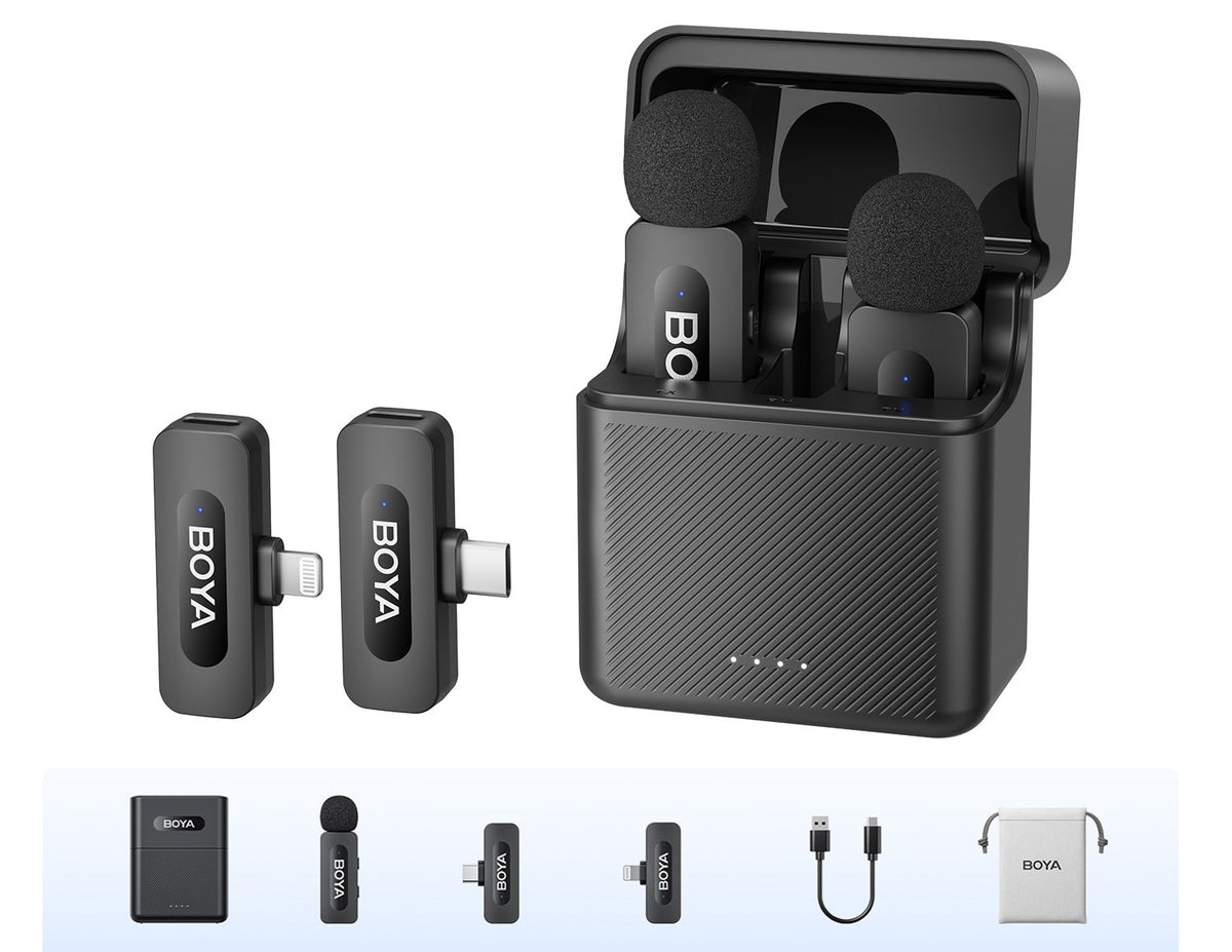Wireless Lavalier Lapel Microphone – Rechargeable Noise-Cancelling Clip-On Mic for iPhone, Android, Camera, Live Streaming & Vlogging