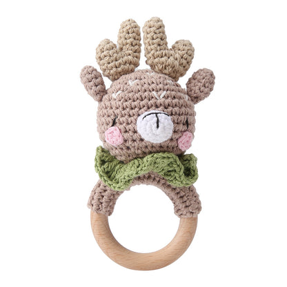 Crochet Bear Baby Rattle - Handmade Animal Teether Toy for Newborn Sensory Learning and Motor Skill Growth