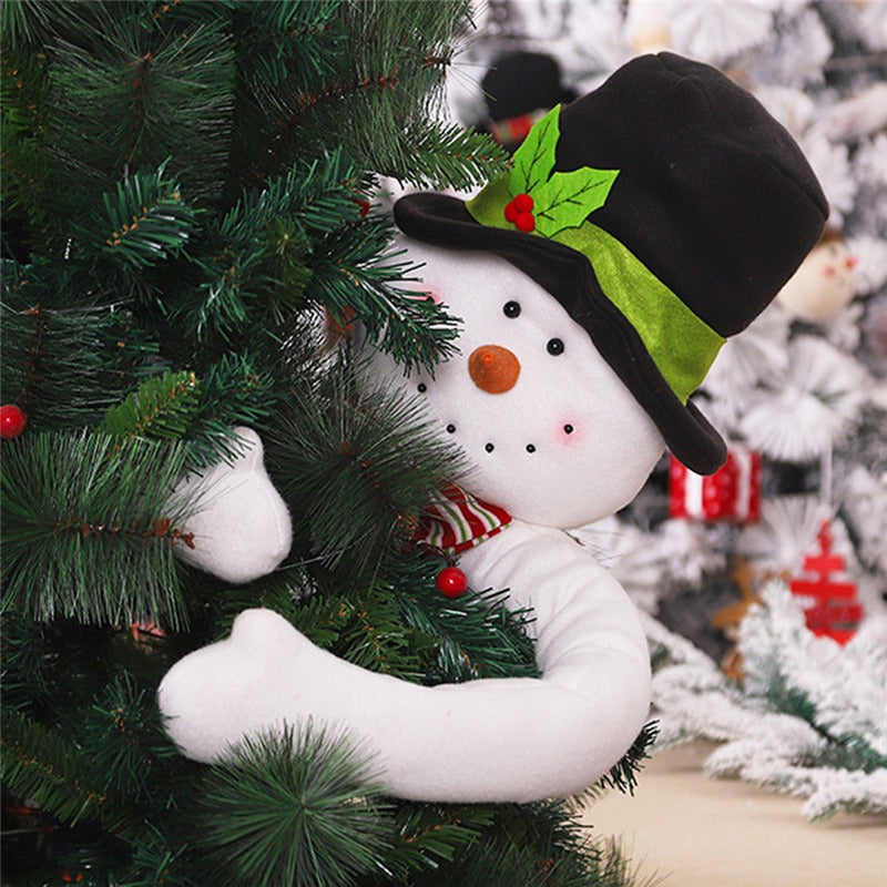 Cute Santa & Snowman Hugs-the-Tree Doll – Christmas Tree Ornament for Festive Décor, Holiday Atmosphere, Xmas Home Decoration & New Year Celebrations
