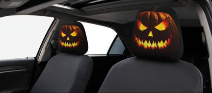 Scary Halloween Car Headrest Cover – Printed Creepy Face Seat Protector for Funny Vehicle Decorations, Haunted Themes and Spooky Seasonal Styling