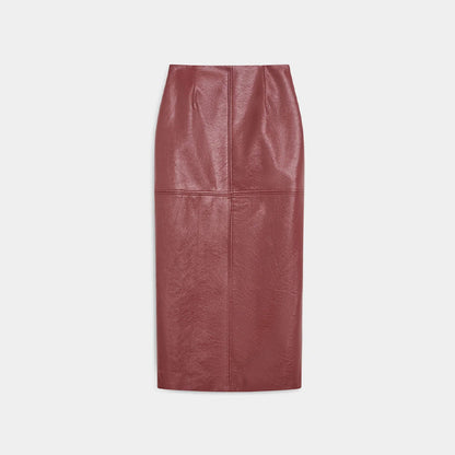 Women Leather Skirt Suit Set - Vintage Zipper Jacket and Straight Skirt Outfit for Spring Fashion and Elegant Streetwear
