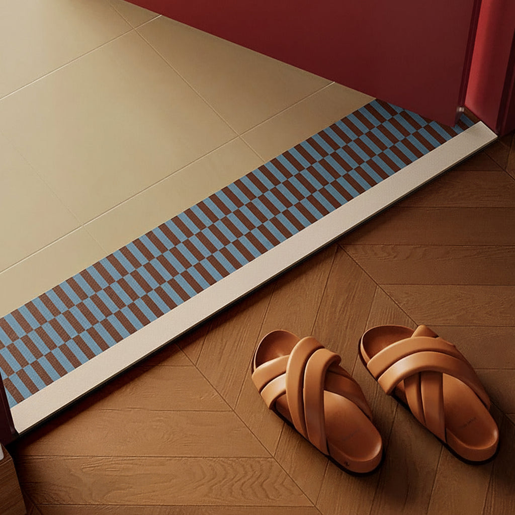 Non-Slip Bathroom Floor Mat – Water-Absorbing Diatom Mud Rug with Striped Design for Showers, Doorways and Quick-Drying Everyday Bathroom Comfort