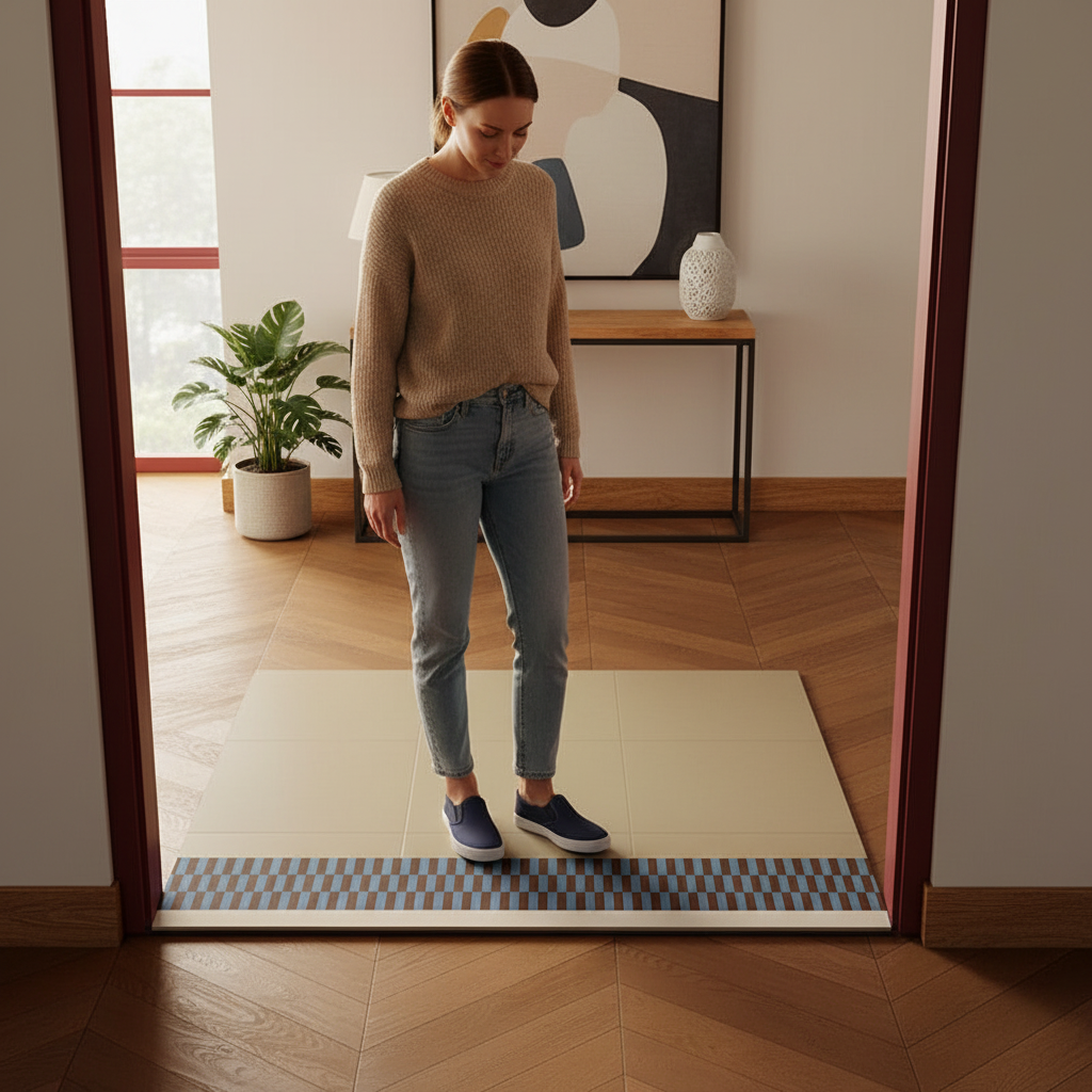 Non-Slip Bathroom Floor Mat – Water-Absorbing Diatom Mud Rug with Striped Design for Showers, Doorways and Quick-Drying Everyday Bathroom Comfort
