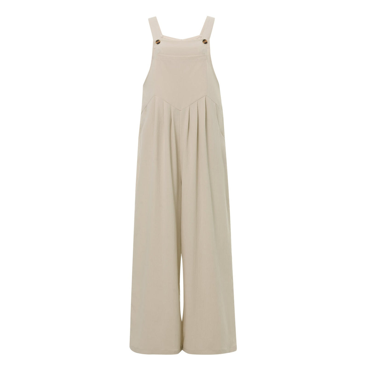 Women’s Loose Fit Jumpsuit – Trendy Solid Color Wide-Leg Suspender Overalls with Buttons & Pockets for Casual Streetwear Fashion