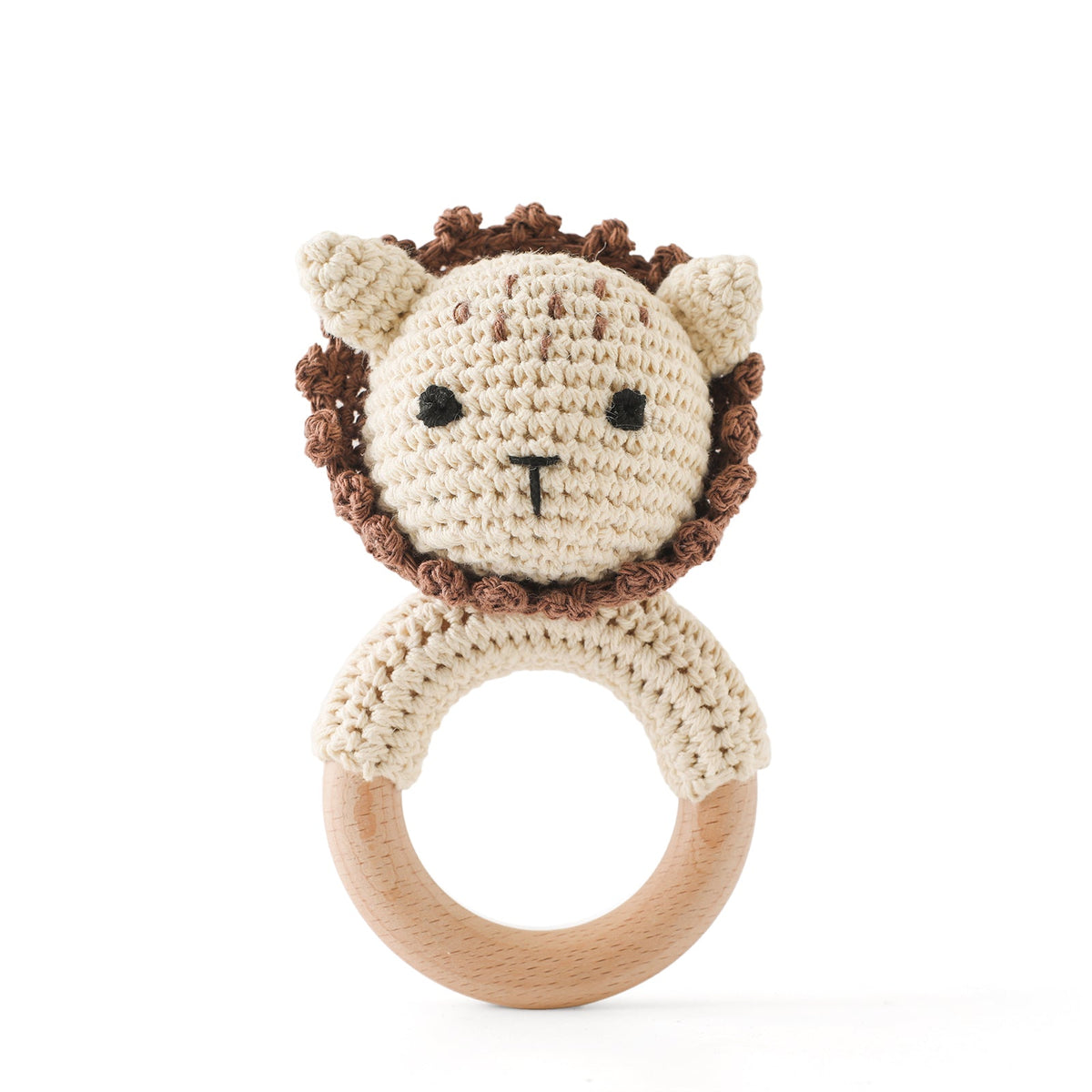 Crochet Bear Baby Rattle - Handmade Animal Teether Toy for Newborn Sensory Learning and Motor Skill Growth