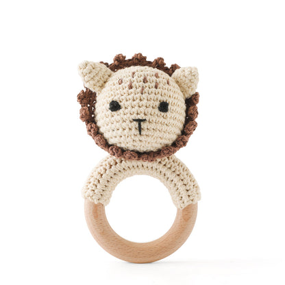 Crochet Bear Baby Rattle - Handmade Animal Teether Toy for Newborn Sensory Learning and Motor Skill Growth