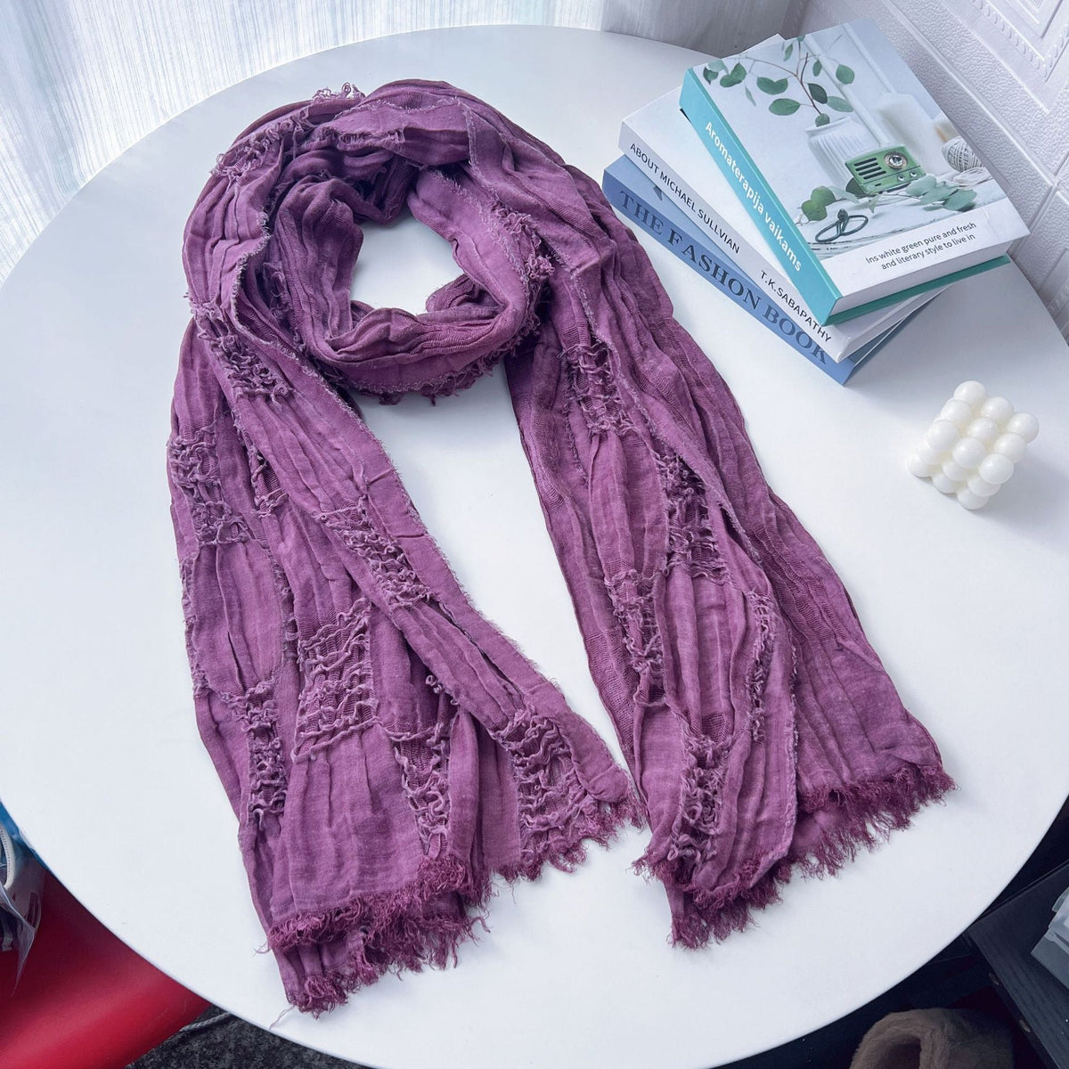 Vintage Ripped Punk Scarf – Distressed Tassel Cotton Linen Shawl for Y2K, Techwear, Tactical & Edgy Streetwear Fashion