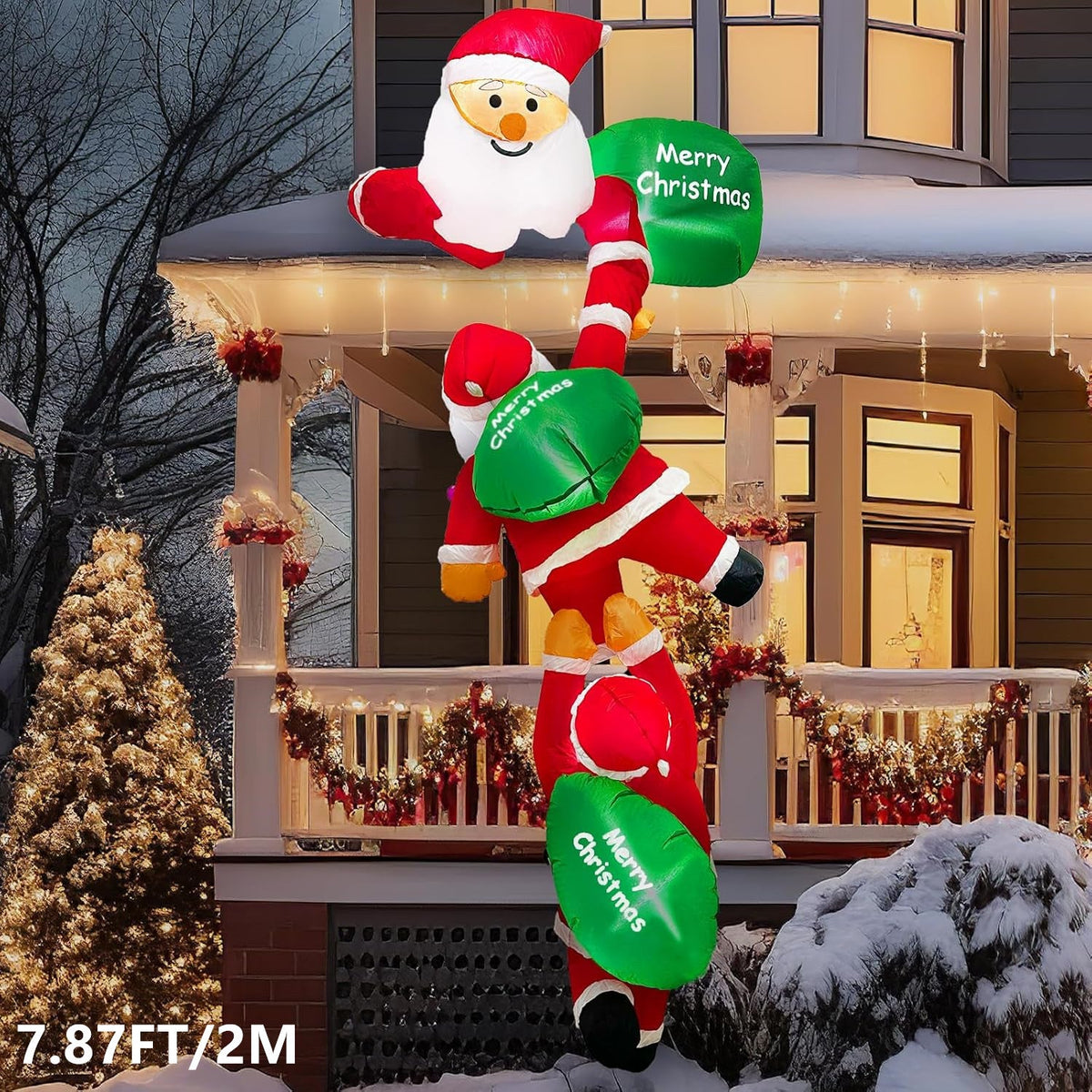 Christmas Inflatable Snowman & Santa - 8FT Giant Outdoor LED Garden Decoration for Holiday Parties, Front Yard Displays, Festive Winter Celebration Decor