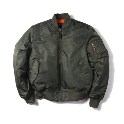 Padded Military MA1 Bomber Jacket – Nylon Quilted Flight Jacket for Men, Windproof Winter Outerwear for Daily Use