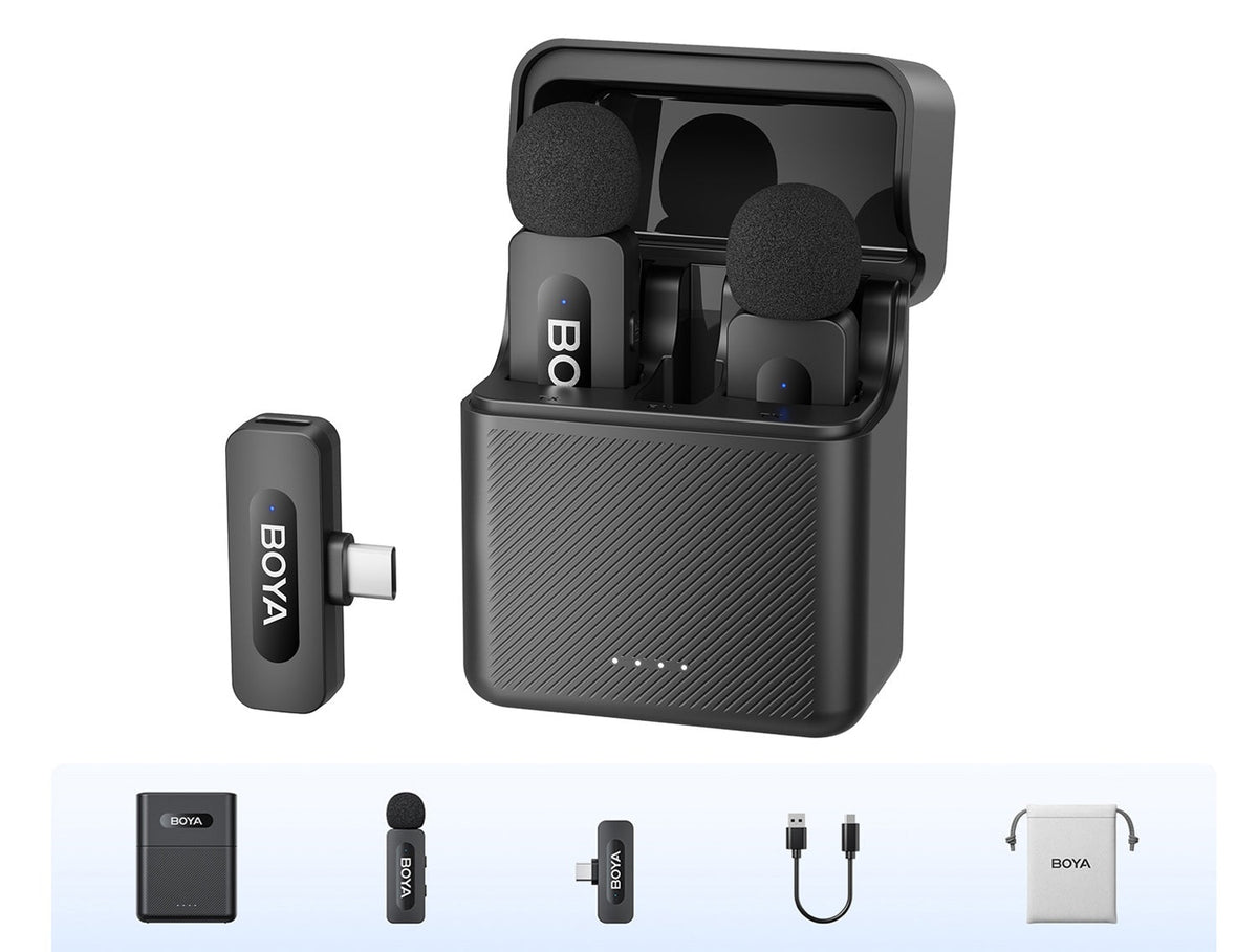 Wireless Lavalier Lapel Microphone – Rechargeable Noise-Cancelling Clip-On Mic for iPhone, Android, Camera, Live Streaming & Vlogging