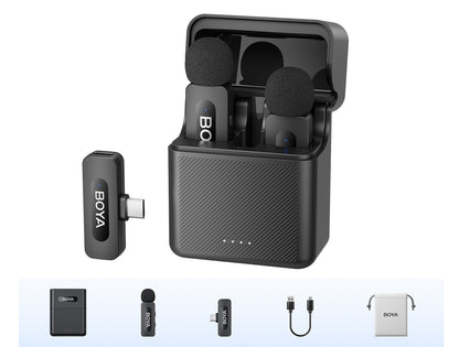 Wireless Lavalier Lapel Microphone – Rechargeable Noise-Cancelling Clip-On Mic for iPhone, Android, Camera, Live Streaming & Vlogging