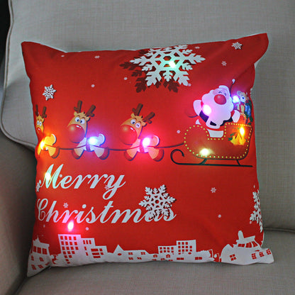 LED Christmas Pillowcase Cover – 45cm Luminous Cushion Cover with Holiday Patterns, Perfect New Year Home Decorations for Festive Ambiance