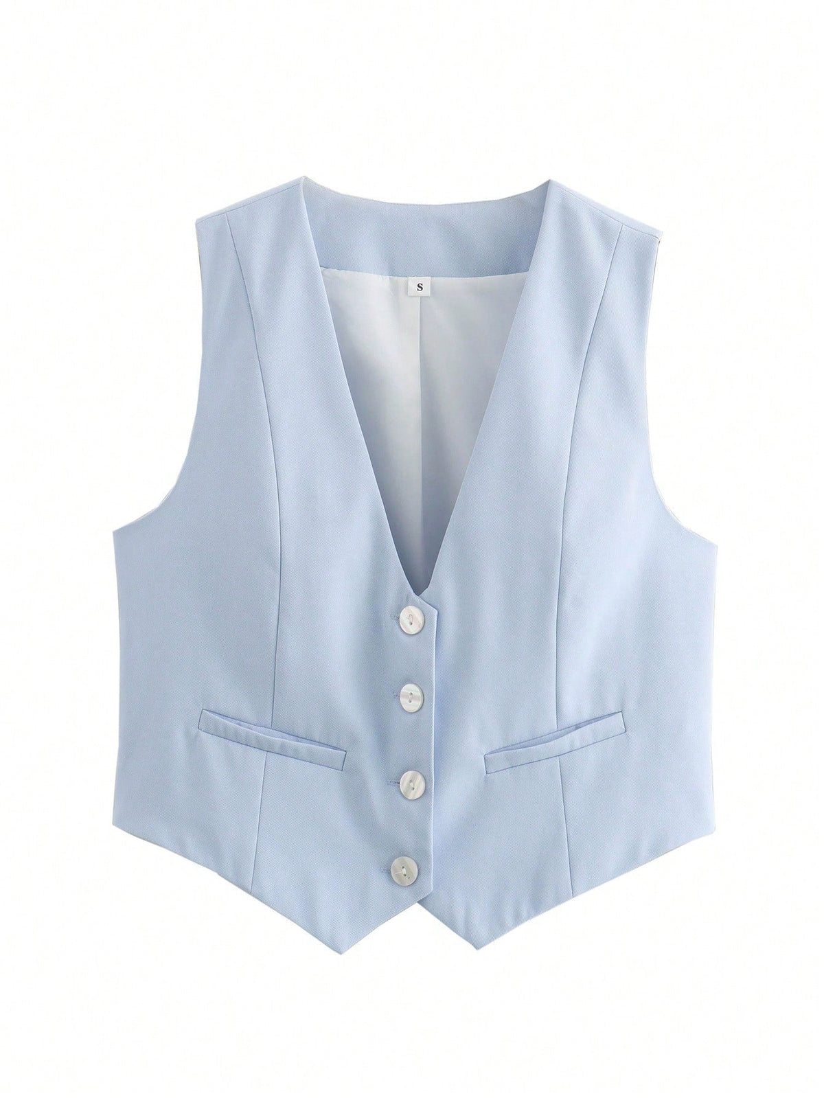 Chic V-Neck Sleeveless Vest – Elegant Women’s Single-Breasted White Waistcoat Top for Stylish Office or Casual Spring Outfits
