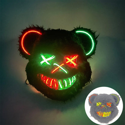 Glowing Bear Horror Mask - LED Light Up Scary Costume Mask for Halloween Cosplay Party Props