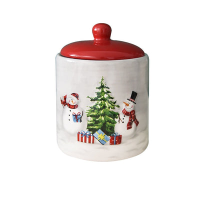 Christmas Snowman Dish & Cutlery Set – Ceramic Plate, Bowl, Storage Jar & Teapot Kitchen Collection for Holiday Meals & Festive Dining