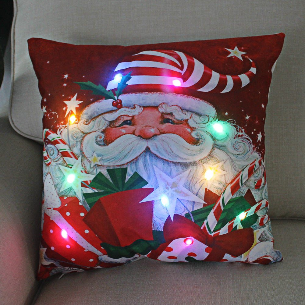 LED Christmas Pillowcase Cover – 45cm Luminous Cushion Cover with Holiday Patterns, Perfect New Year Home Decorations for Festive Ambiance