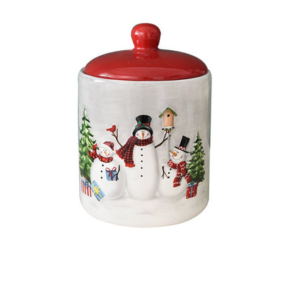 Christmas Snowman Dish & Cutlery Set – Ceramic Plate, Bowl, Storage Jar & Teapot Kitchen Collection for Holiday Meals & Festive Dining