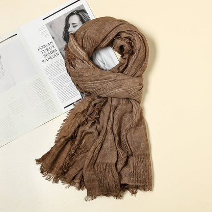 Vintage Ripped Punk Scarf – Distressed Tassel Cotton Linen Shawl for Y2K, Techwear, Tactical & Edgy Streetwear Fashion