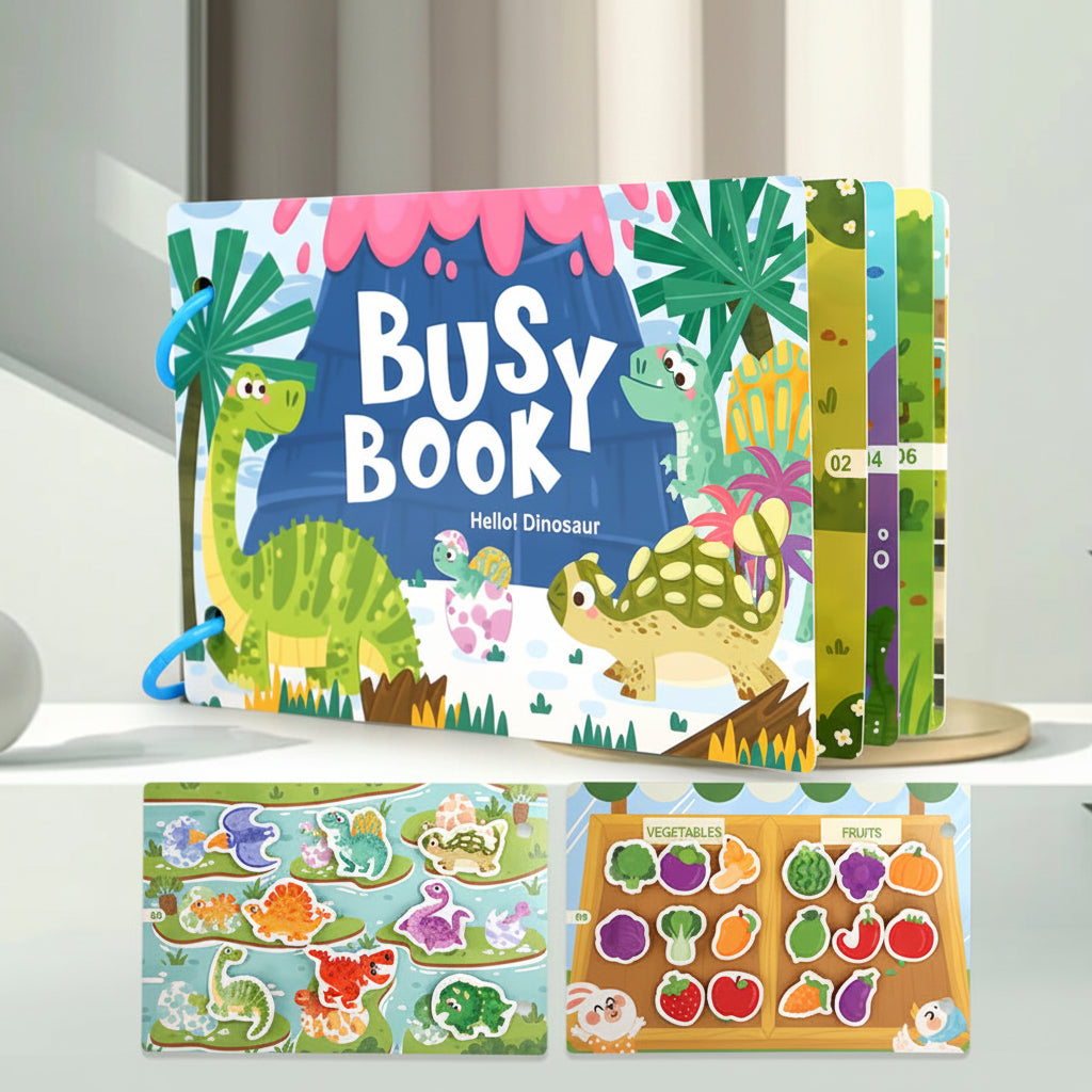Montessori Quiet Busy Book - Early Learning Activity Binder for Toddlers with Matching Games and Skill Building