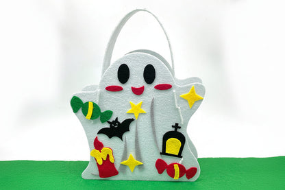 Halloween Pumpkin Candy Bag Kit – DIY Felt Treat Tote Craft Set for Kids, Kindergarten Activities, Party Favors and Handmade Holiday Fun