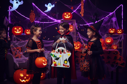 Halloween Pumpkin Candy Bag Kit – DIY Felt Treat Tote Craft Set for Kids, Kindergarten Activities, Party Favors and Handmade Holiday Fun