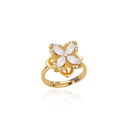 Anti-Stress Sunflower Spinner Ring – Stainless Steel Anxiety Fidget Jewelry for Women with Rotating Sun Star Design Christmas Gift.