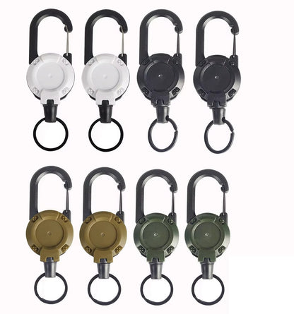 Retractable Wire Rope Keychain Holder – Anti-Theft Elastic Carabiner Hook for Backpack, Keys & Outdoor Travel Use
