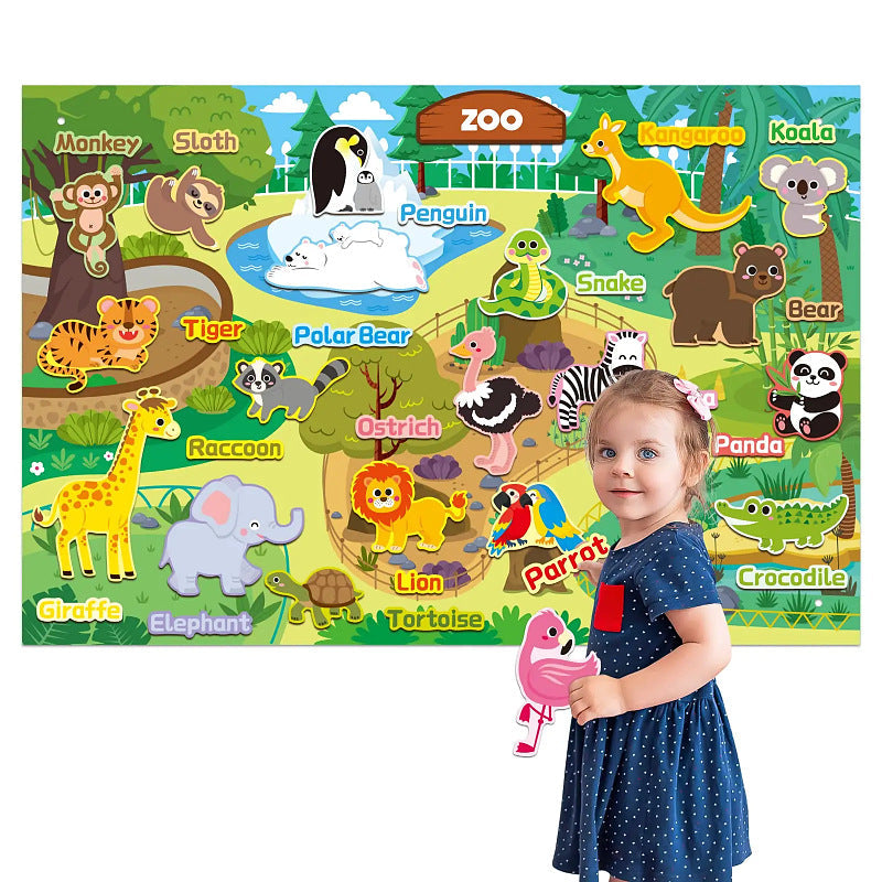 Zoo Animal Felt Story Board - Montessori Storytelling Activity Set for Interactive Learning and Imaginative Play