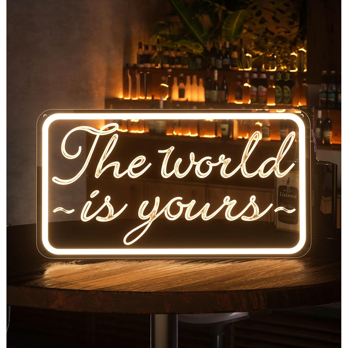The World Is Yours Neon Sign – USB Planet LED Wall Light for Parties, Tiki Bars, Game Rooms and Bedroom Decor